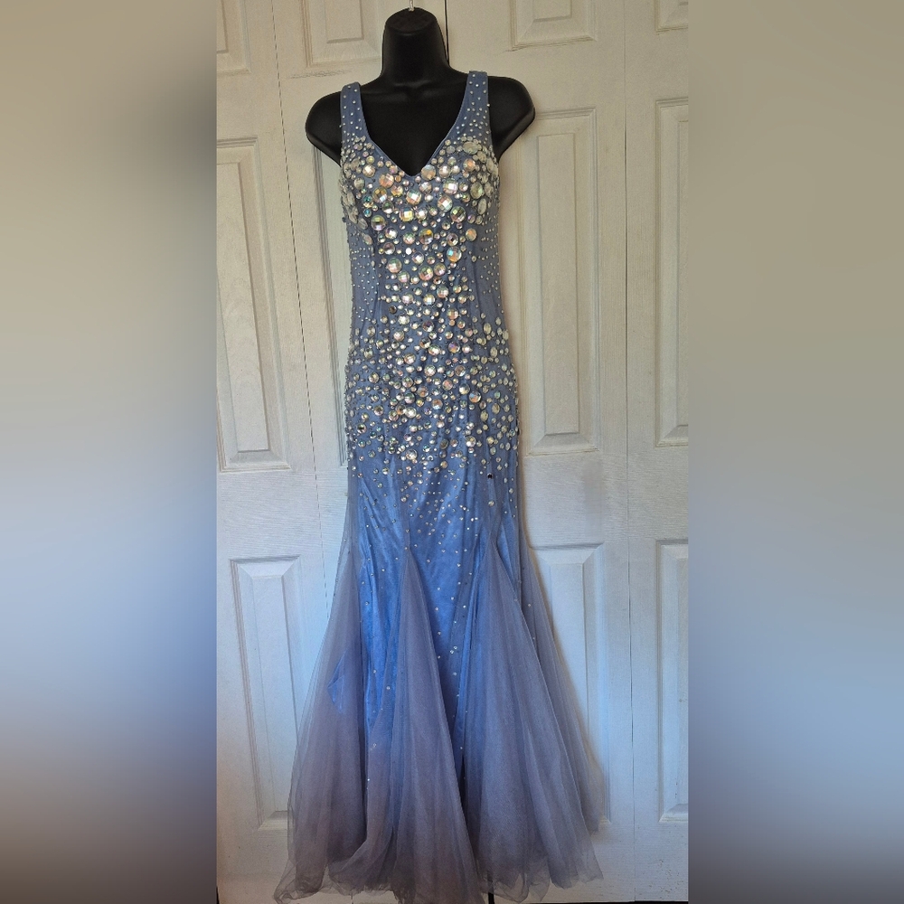 Beautiful Womens Peri Winkle Blue Mermaid Gown Sz XS/SM Prom Dress